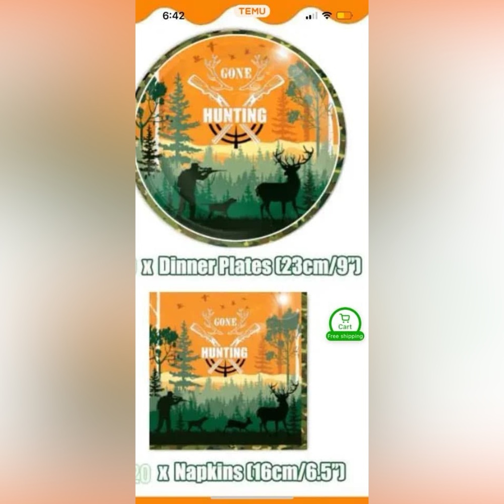 Hunting Theme Dinner Plates and Napkins Set
